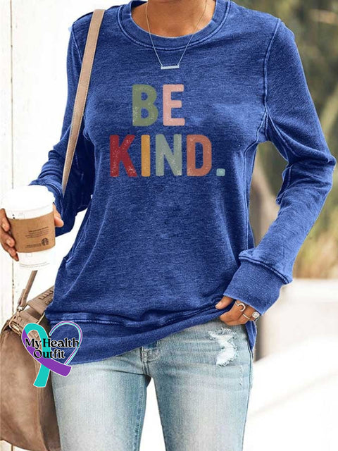Women’s Be Kind Printed Casual Sweatshirts Blue / S
