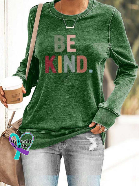 Women’s Be Kind Printed Casual Sweatshirts Green / S