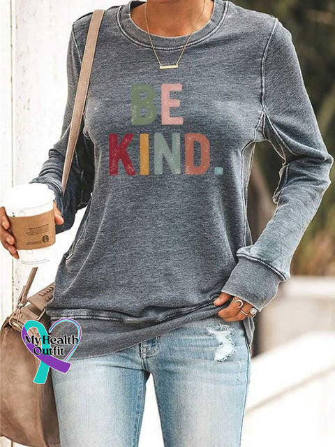 Women’s Be Kind Printed Casual Sweatshirts Grey / S
