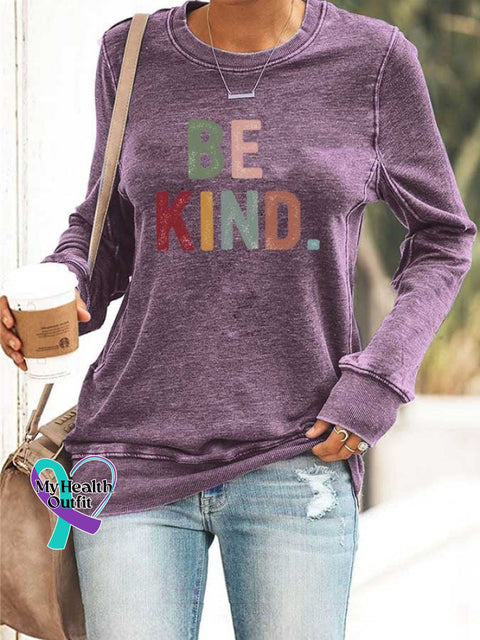 Women’s Be Kind Printed Casual Sweatshirts Purple / S