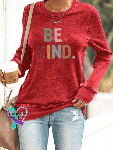 Women’s Be Kind Printed Casual Sweatshirts Red / S