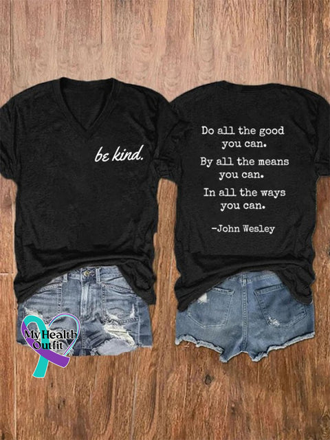 Women’s Be Kind Printed Casual T-Shirt Black / S