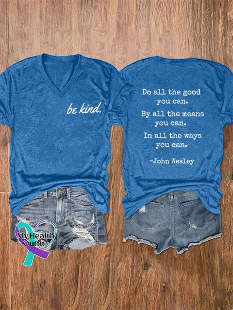 Women’s Be Kind Printed Casual T-Shirt Blue / S