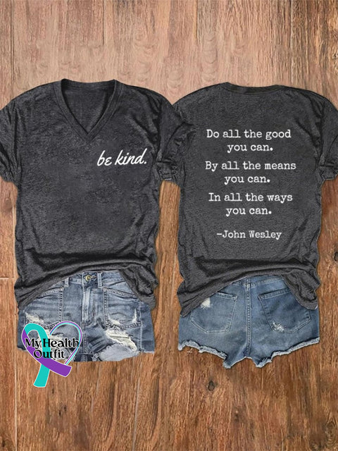 Women’s Be Kind Printed Casual T-Shirt Grey / S