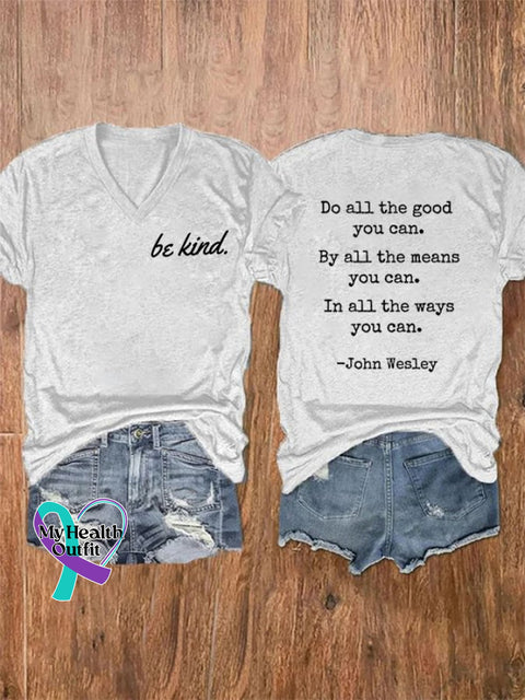 Women’s Be Kind Printed Casual T-Shirt White / S