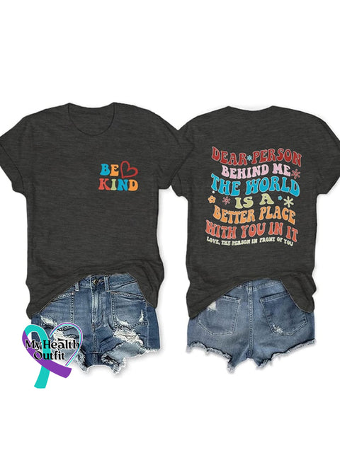 Women’s Be Kind Printed Crew Neck T-Shirt Dark Grey / S