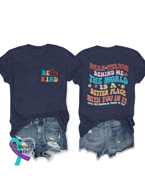 Women’s Be Kind Printed Crew Neck T-Shirt Navy / S