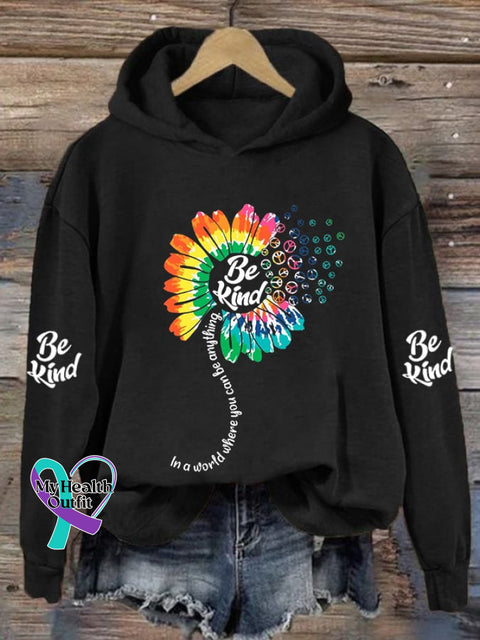 Women’s Be Kind Sunflower Print Sweatshirt Black / S