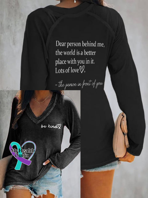 Women’s Be Kind The World Is A Better Place With You In It Print Casual T-Shirt Black / S