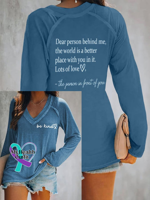 Women’s Be Kind The World Is A Better Place With You In It Print Casual T-Shirt Blue / S