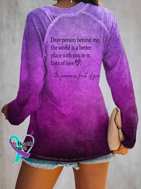 Women’s Be Kind The World Is A Better Place With You In It Print V-Neck Casual T-Shirt