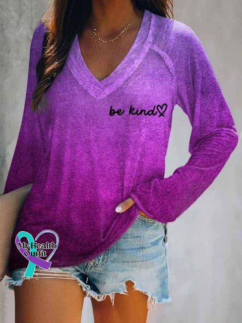 Women’s Be Kind The World Is A Better Place With You In It Print V-Neck Casual T-Shirt
