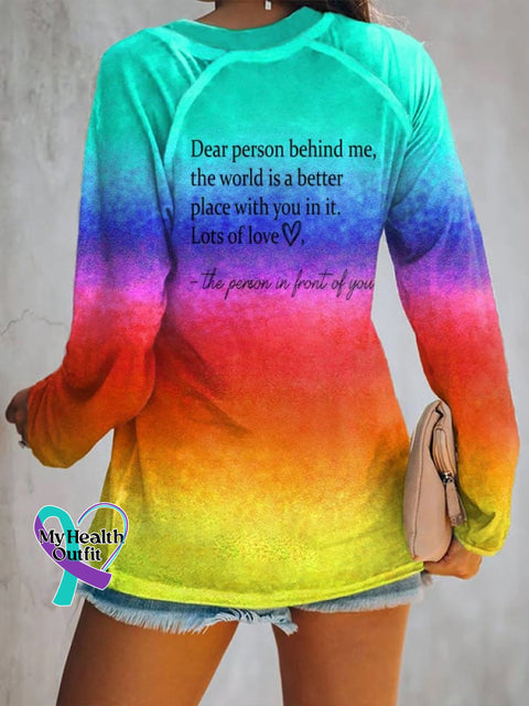 Women’s Be Kind The World Is A Better Place With You In It Print V-Neck Casual T-Shirt