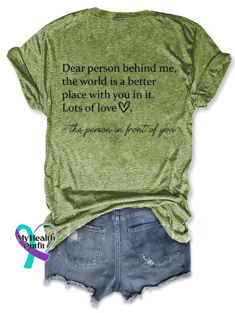 Women’s Be Kind The World Is A Better Place With You In It Print V-Neck Short Sleeve T-Shirt