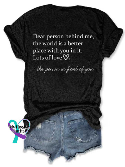 Women’s Be Kind The World Is A Better Place With You In It Print V-Neck Short Sleeve T-Shirt