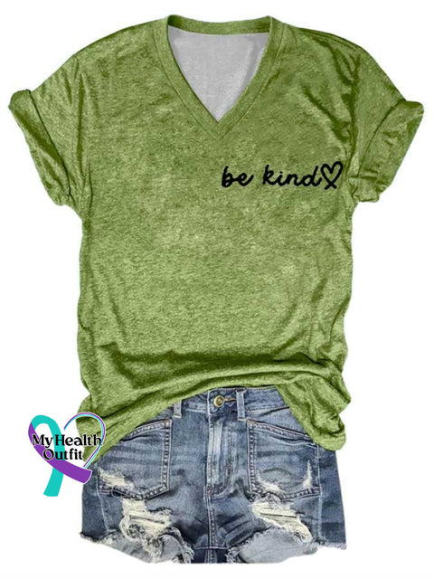 Women’s Be Kind The World Is A Better Place With You In It Print V-Neck Short Sleeve T-Shirt