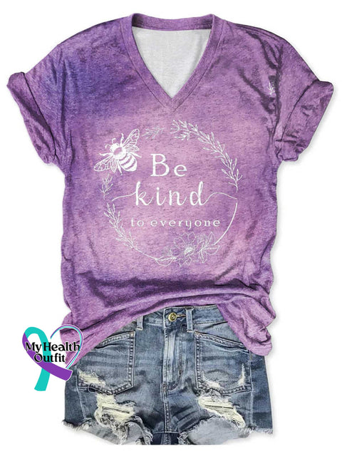 Women’s Be Kind To Everyone Bee V-neck Casual T-Shirt Multicolor / S