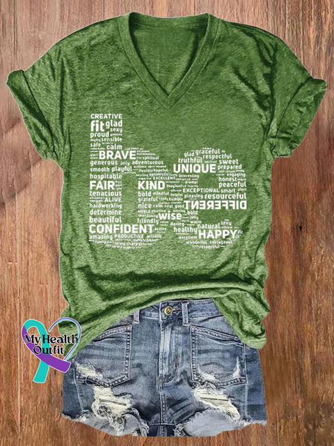 Women’s Be Kind V-neck Casual T-Shirt Green / S