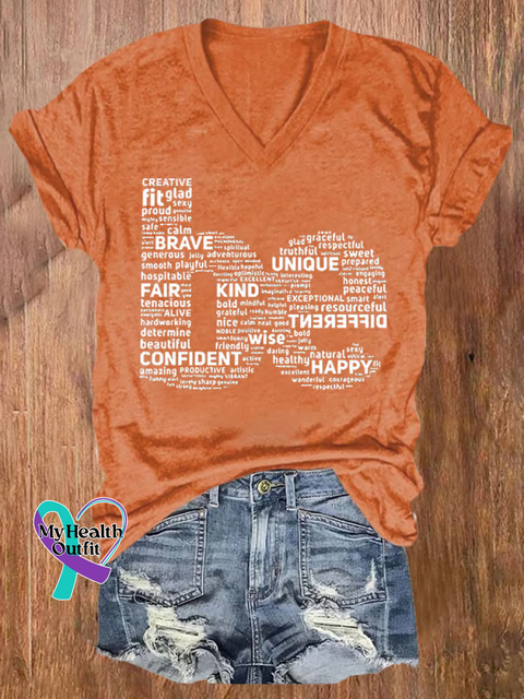 Women’s Be Kind V-neck Casual T-Shirt Orange / S
