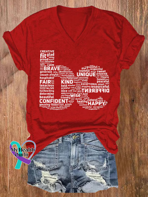 Women’s Be Kind V-neck Casual T-Shirt Red / S