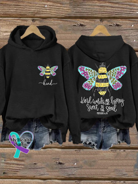 Women’s Be Kind Words Are Like Honey Sweet To The Soul Casual Hoodie Black / S