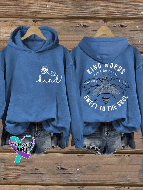 Women’s Be Kind Words Are Like Honey Sweet To The Soul Casual Hoodie Blue / S