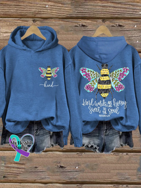 Women’s Be Kind Words Are Like Honey Sweet To The Soul Casual Hoodie Blue / S