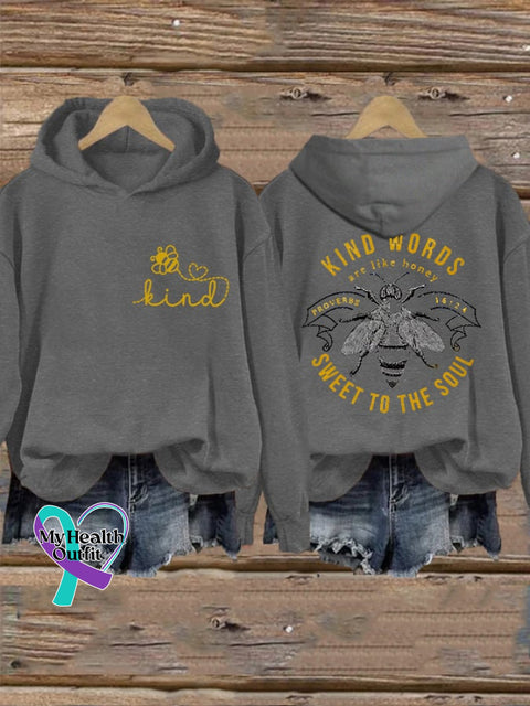 Women’s Be Kind Words Are Like Honey Sweet To The Soul Casual Hoodie Dark Grey / S