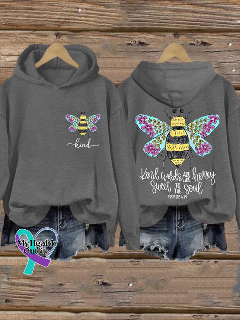 Women’s Be Kind Words Are Like Honey Sweet To The Soul Casual Hoodie Dark Grey / S
