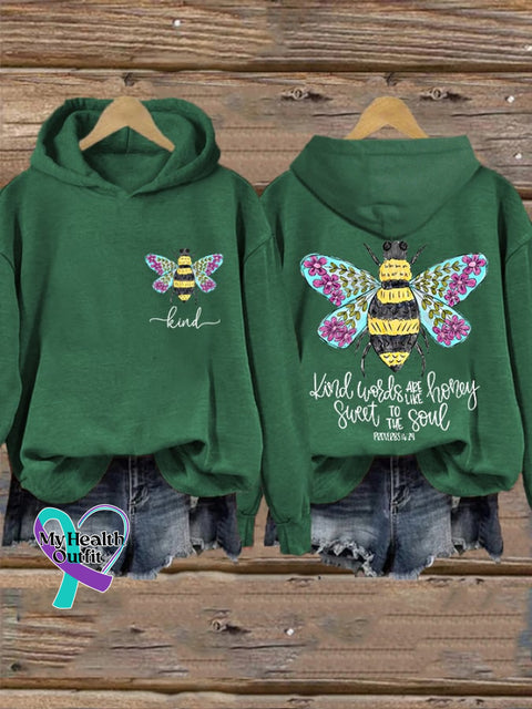 Women’s Be Kind Words Are Like Honey Sweet To The Soul Casual Hoodie Green / S