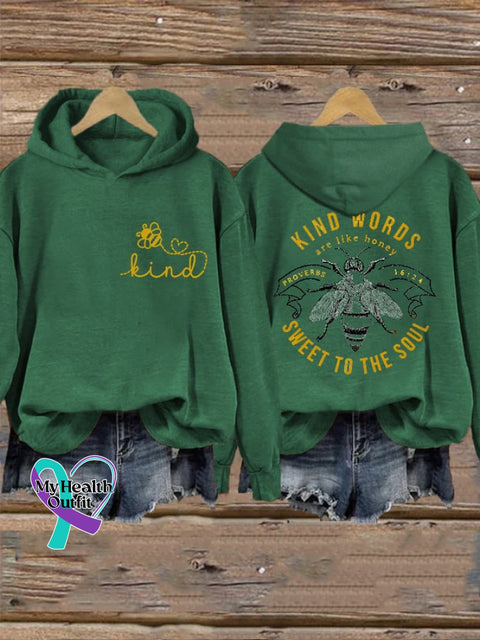 Women’s Be Kind Words Are Like Honey Sweet To The Soul Casual Hoodie Green / S