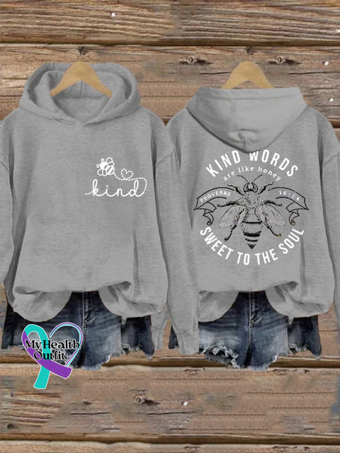 Women’s Be Kind Words Are Like Honey Sweet To The Soul Casual Hoodie Light Grey / S