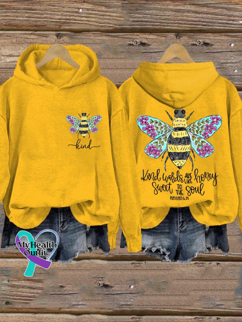 Women’s Be Kind Words Are Like Honey Sweet To The Soul Casual Hoodie Yellow / S