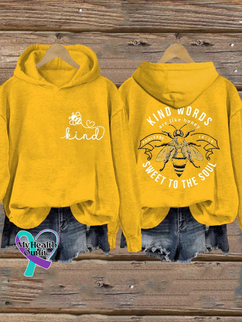 Women’s Be Kind Words Are Like Honey Sweet To The Soul Casual Hoodie Yellow / S
