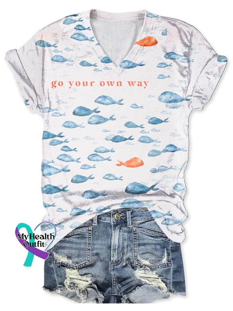 Women’s Be Kind You Print V-Neck Casual T-Shirt White / S