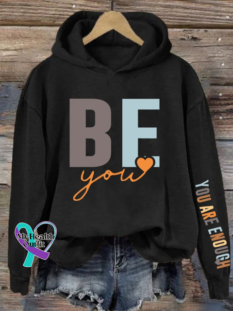 Women’s Be You Are Enough Print Hoodie Black / S