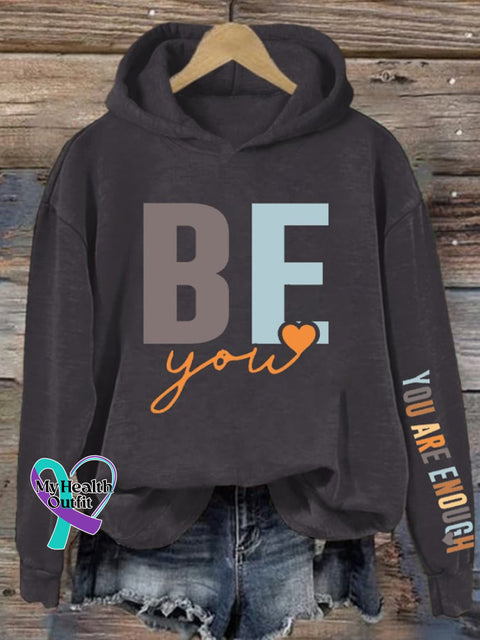 Women’s Be You Are Enough Print Hoodie Dark Grey / S