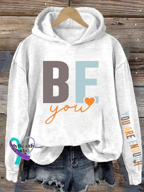 Women’s Be You Are Enough Print Hoodie White / S