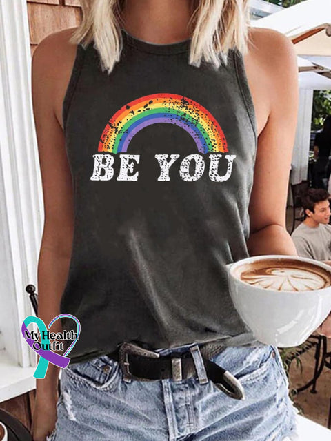Women’s Be You Print Tank Top Dark Grey / S
