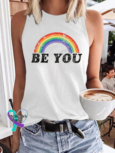 Women’s Be You Print Tank Top White / S
