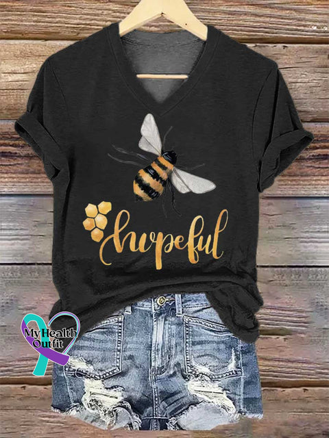 Women’s Bee Hopeful V-neck Casual T-Shirt Black / S