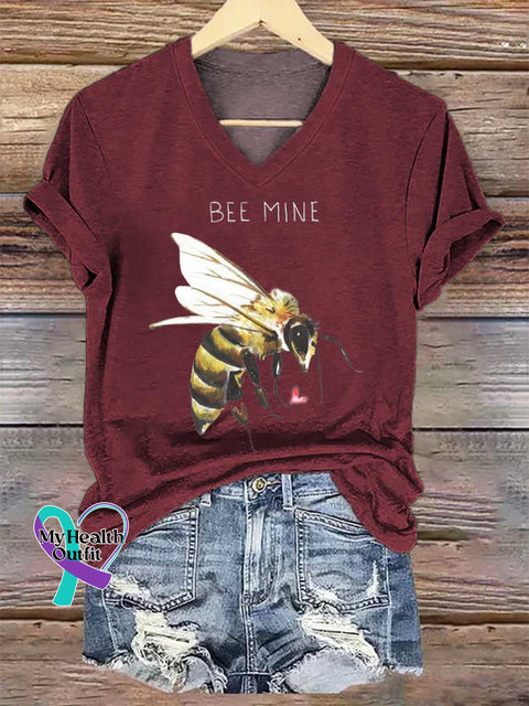 Women’s Bee Mine V-neck Casual T-Shirt Red / S