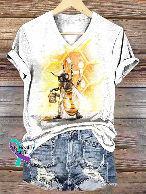 Women’s BEE V-neck Casual T-Shirt Multicolor / S