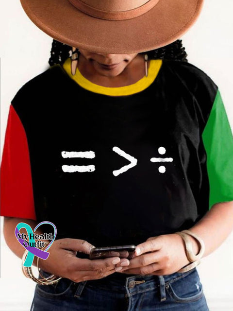 Women’s Black History Equality Is Geater Than Division Printed T-Shirt / S