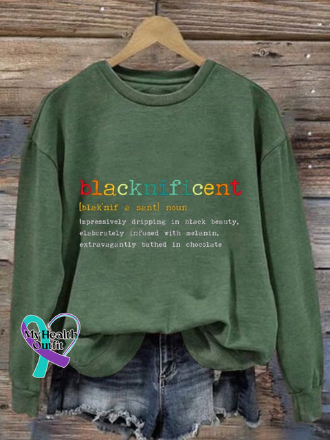 Women’s Black History Month Blacknificent Print Sweatshirt Green / S