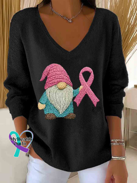 Women’s Breast Cancer Awareness Art Casual Pullover Sweater Black / S