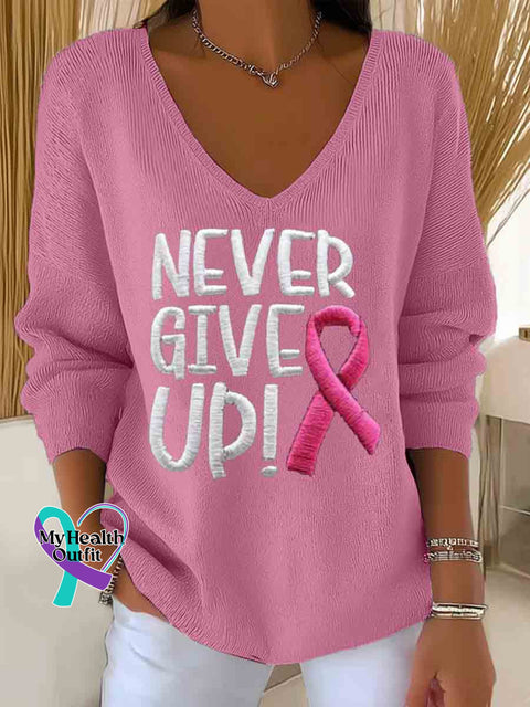 Women’s Breast Cancer Awareness Art Casual Pullover Sweater LightPink / S