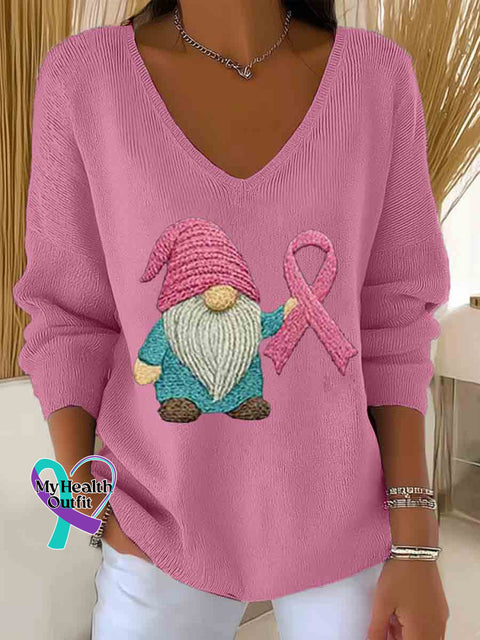 Women’s Breast Cancer Awareness Art Casual Pullover Sweater LightPink / S