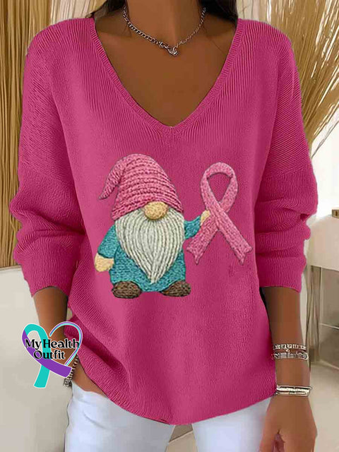 Women’s Breast Cancer Awareness Art Casual Pullover Sweater Pink / S