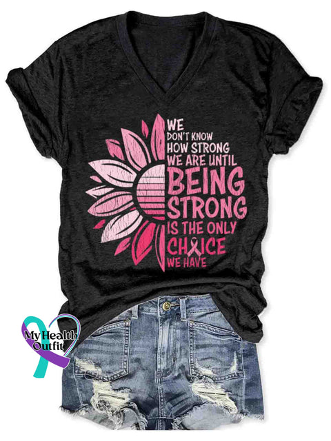 Women’s Breast Cancer Awareness Art V-neck Casual T-Shirt Black / S